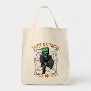 Trick or Treat Smell my Feet Frankenstein Tote Bag