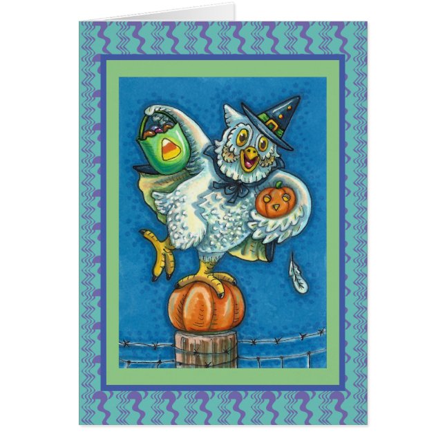 TRICK OR TREAT, SMELL MY FEET HALLOWEEN OWL CARD (Front)