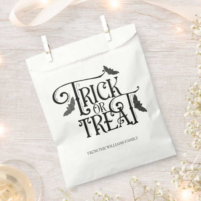 Trick or Treat Sparkly Halloween Party Favour Bag (Clipped)