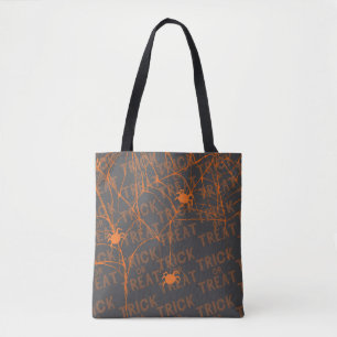 Trick or Treat Spider Black Tote Bag