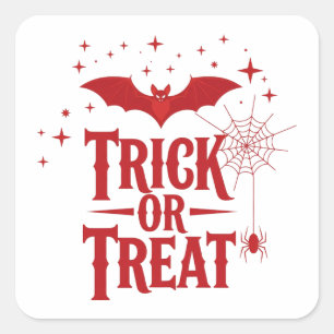 Trick Or Treat Spooky Bat Spider Halloween Party Square Sticker