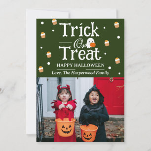 Trick or Treat Spooky Halloween family Photo Holiday Card