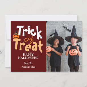 Trick or Treat Spooky Halloween Family Photo Holiday Card