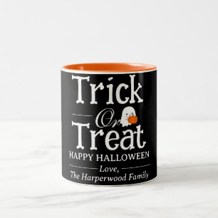Trick or Treat Spooky Halloween family  Two-Tone Coffee Mug