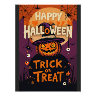Trick or Treat Spooky Pumpkin Halloween Party Poster