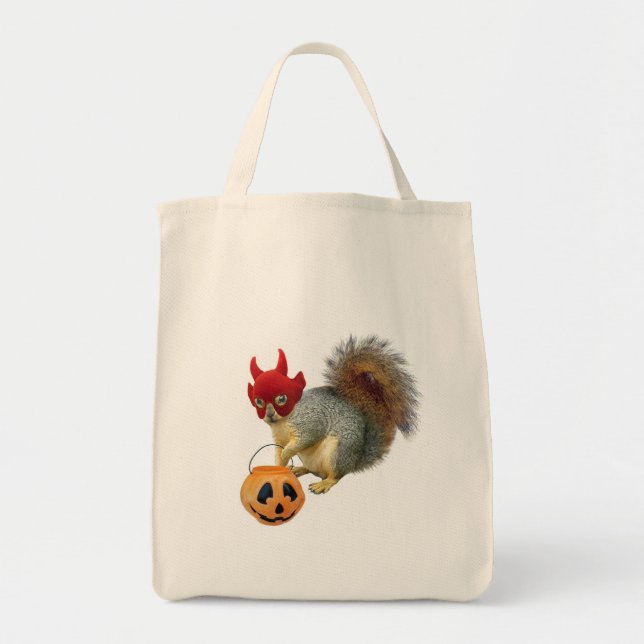 Trick or Treat Squirrel Tote Bag (Front)