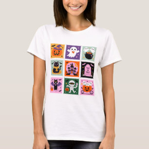 Trick or Treat Stamp Grid – Cute Halloween Design T-Shirt
