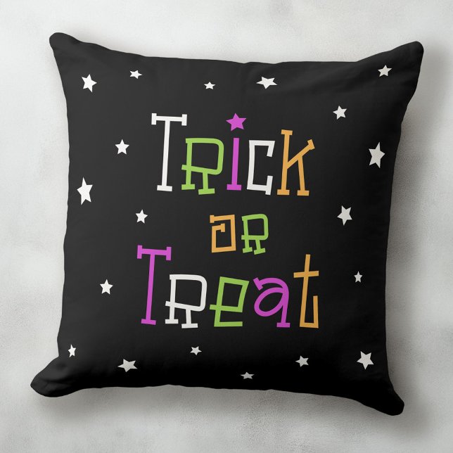 Trick or treat stars Halloween Cushion (Trick or treat stars Halloween Throw Pillow)