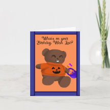 Trick Or Treat Teddy Halloween Birthday Card