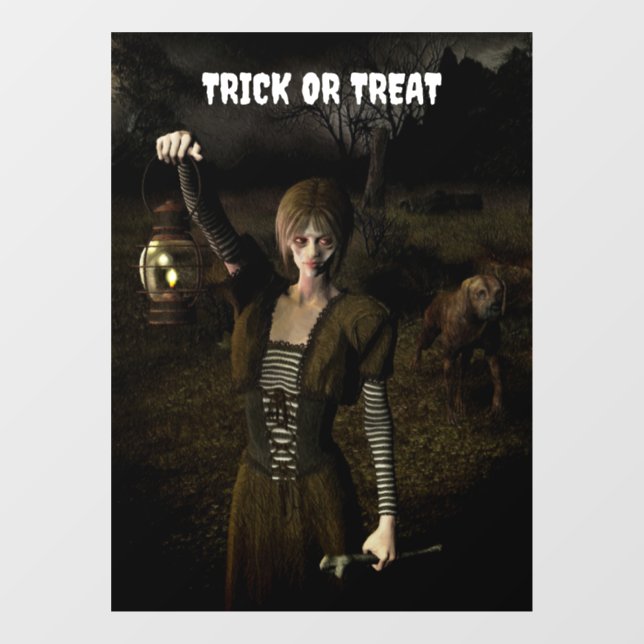 Trick or Treat. Thin female carrying lamp (Sheet)