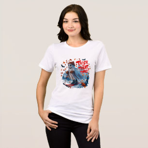 Trick or Treat Time: Ghost Skiing Fun Design  Tri-Blend Shirt