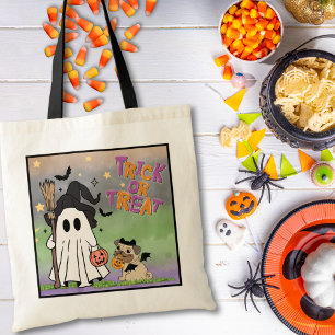 Trick or Treat Tote with Ghost and Dog Bag