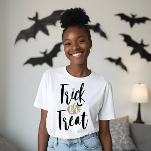 Trick Or Treat Typographic Brush Script Pumpkin Tri-Blend Shirt