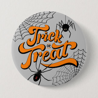 Trick or Treat Typography w/Spiders ID680 7.5 Cm Round Badge
