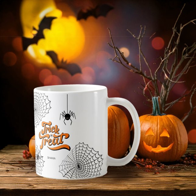 Trick or Treat Typography w/Spiders ID680 Coffee Mug (Creator Uploaded)