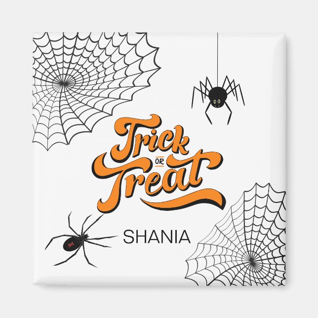Trick or Treat Typography w/Spiders ID680 Magnet (Front)
