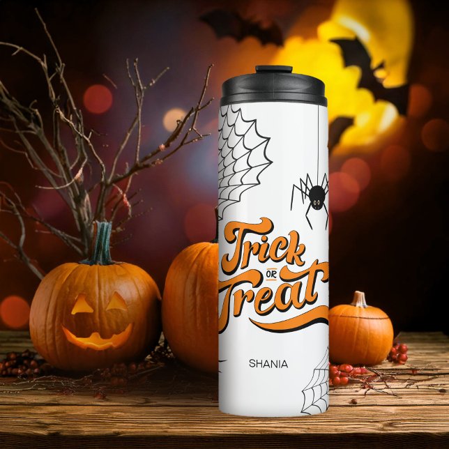 Trick or Treat Typography w/Spiders ID680 Thermal Tumbler (Creator Uploaded)