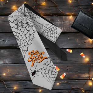 Trick or Treat Typography w/Spiders ID680 Tie