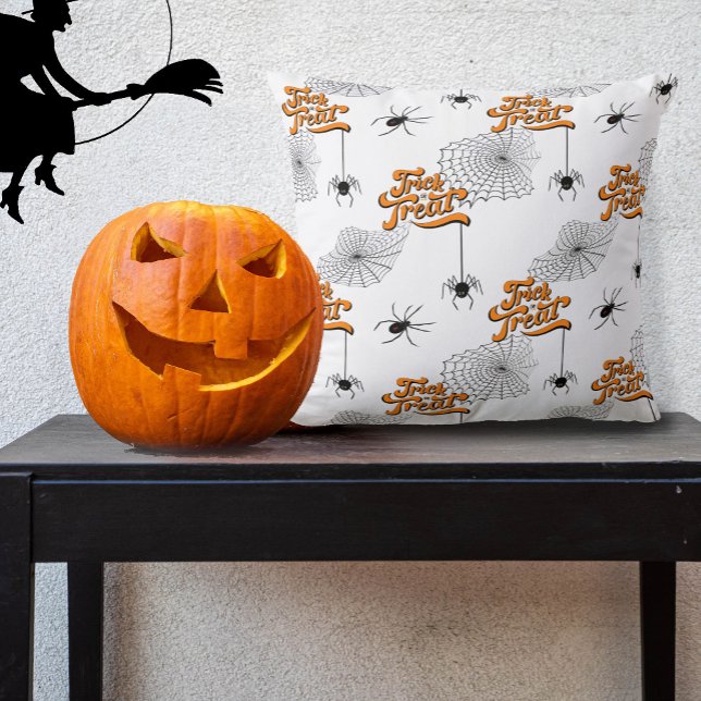 Trick or Treat Typography w/Spiders Pattern ID680 Cushion (Creator Uploaded)