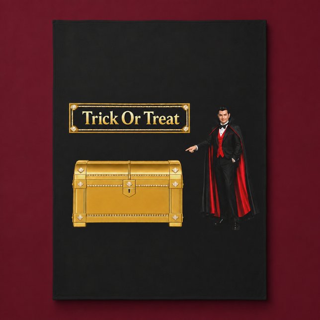 Trick Or Treat Vampire Halloween Fleece Blanket (Creator Uploaded)