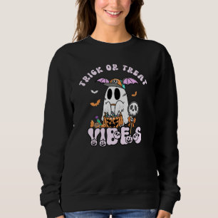 Trick or Treat Vibes Retro Ghost Halloween Sweatshirt
