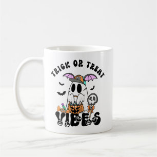 Trick or Treat Vibes Retro Ghost Pumpkin Candy Coffee Mug
