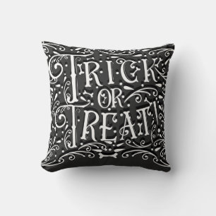 Trick or Treat Vintage Chalk Bones Halloween Cushion