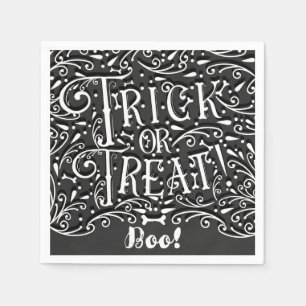 Trick or Treat Vintage Chalk Bones Halloween Party Napkin