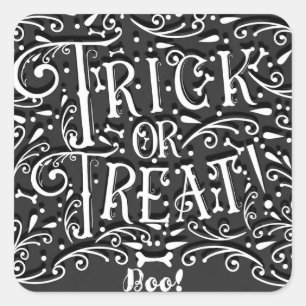 Trick or Treat Vintage Chalk Bones Halloween Party Square Sticker