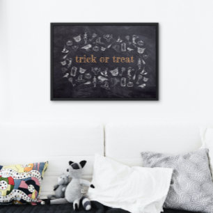 Trick or treat Vintage Chalkboard Halloween Poster