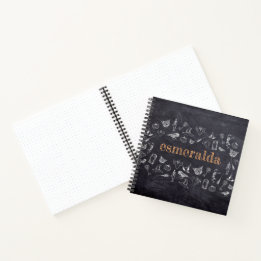 Trick or treat Vintage Chalkboard Name Halloween Notebook