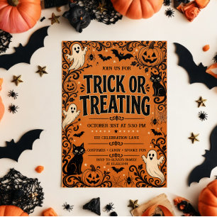 Trick or Treat Vintage Halloween Party Invitation
