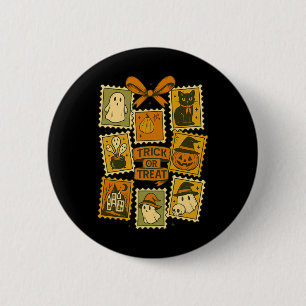 Trick Or Treat Vintage Halloween Retro Postage Sta 6 Cm Round Badge
