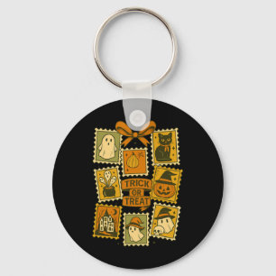 Trick Or Treat Vintage Halloween Retro Postage Sta Key Ring