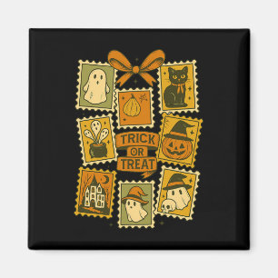 Trick Or Treat Vintage Halloween Retro Postage Sta Magnet