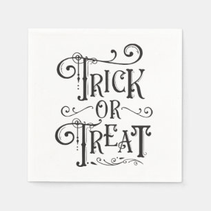 Trick or Treat Vintage Typography Type Halloween Napkin