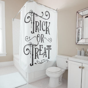 Trick or Treat Vintage Typography Type Halloween Shower Curtain