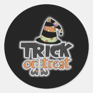 Trick Or Treat Witch Hat Halloween Classic Round Sticker