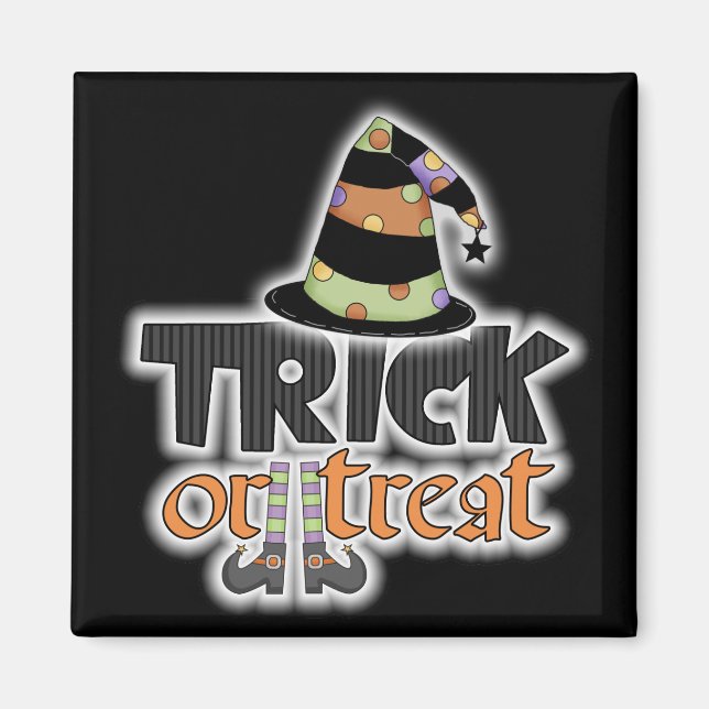 Trick Or Treat Witch Hat Halloween Magnet (Front)