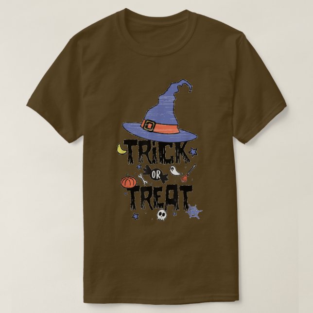 Trick Or Treat Witch Hat Happy Halloween Holiday C T-Shirt (Design Front)