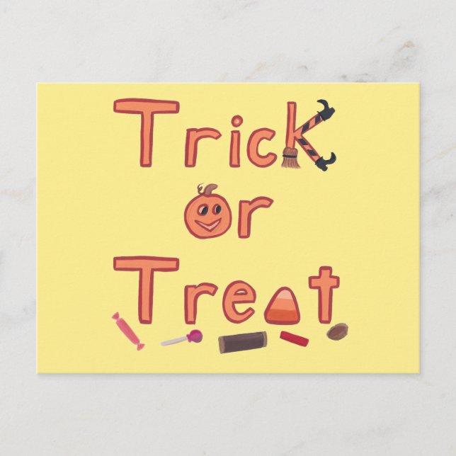 Trick or Treat Witch Legs Candy Halloween Design Postcard (Front)