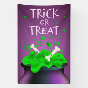 Trick or Treat Witches Cauldron with Bones  Banner