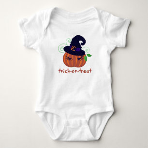 Trick-Or-Treat Witches Hat Eyelashes On Pumpkin Baby Bodysuit