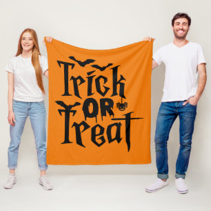 Trick or Treat with Bats and Spider Halloween Fleece Blanket