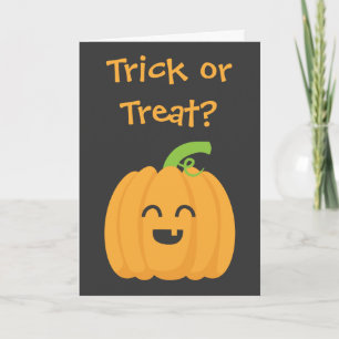 Trick or Treat with Cute Pumpkin, Happy Halloween Card