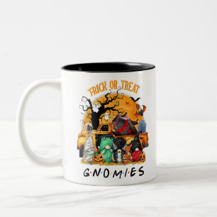 Trick or Treat with Gnomies Cute Halloween Gnome C Two-Tone Coffee Mug