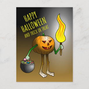 Trick or Treat with Jack O'lantern Holiday Postcard