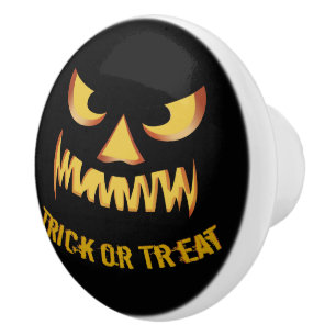 Trick or Treat with Pumpkin Face Ceramic Knob