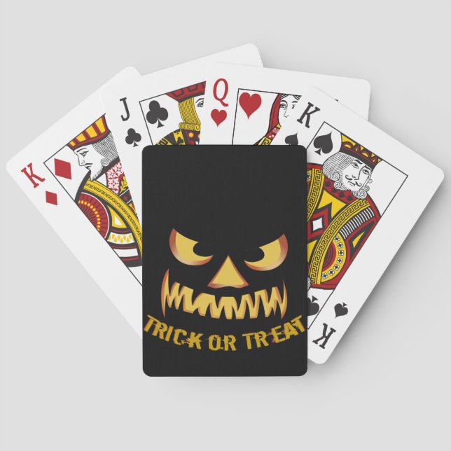 Trick or Treat with Pumpkin Face Playing Cards (Back)