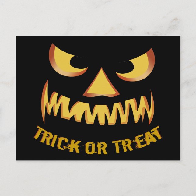 Trick or Treat with Pumpkin Face Postcard (Front)